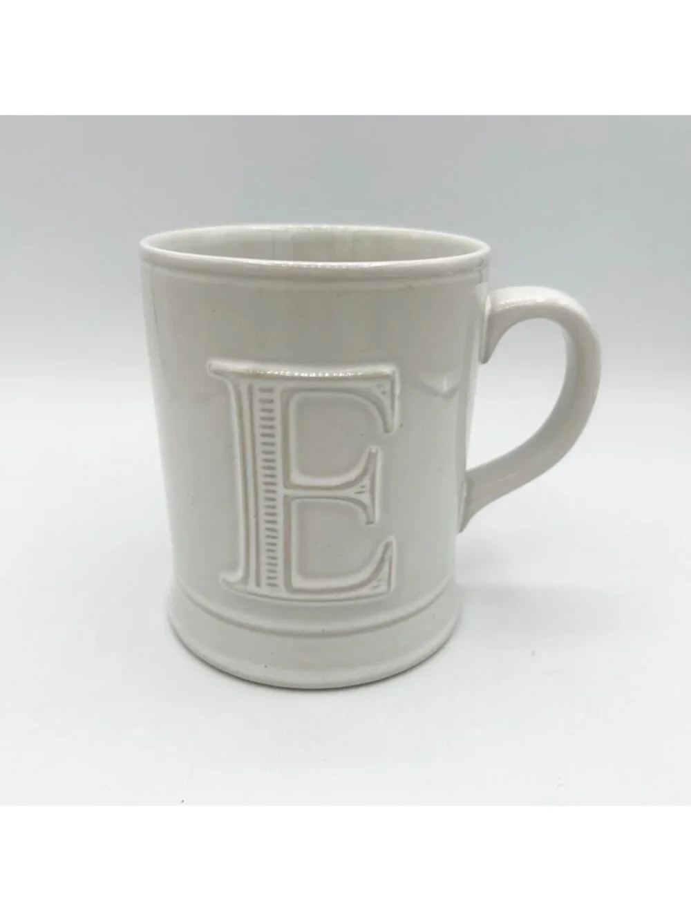 Pottery Barn White Monogram ‘E’ Mug Coffee Tea Home Minimalist